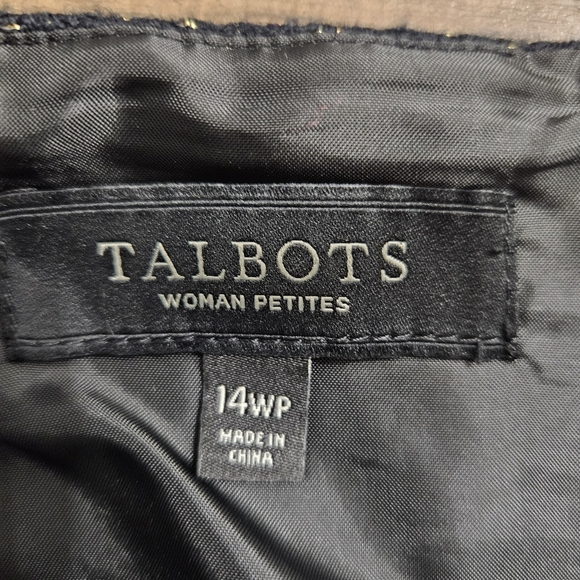 Talbots Black Metallic Tweed Pencil Skirt 14WP Woman Petites Plus Lined Career - Picture 8 of 14